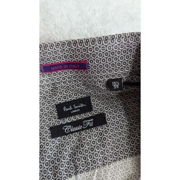 PAUL SMITH Men Dress Shirt Size 39 Classic Fit Geometric Button Up Preppy Italy - Picture 5 of 10